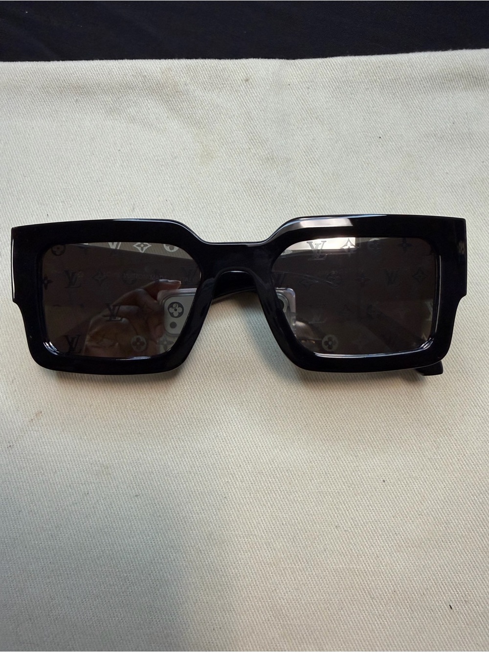LV Black Designer Square Sunglasses